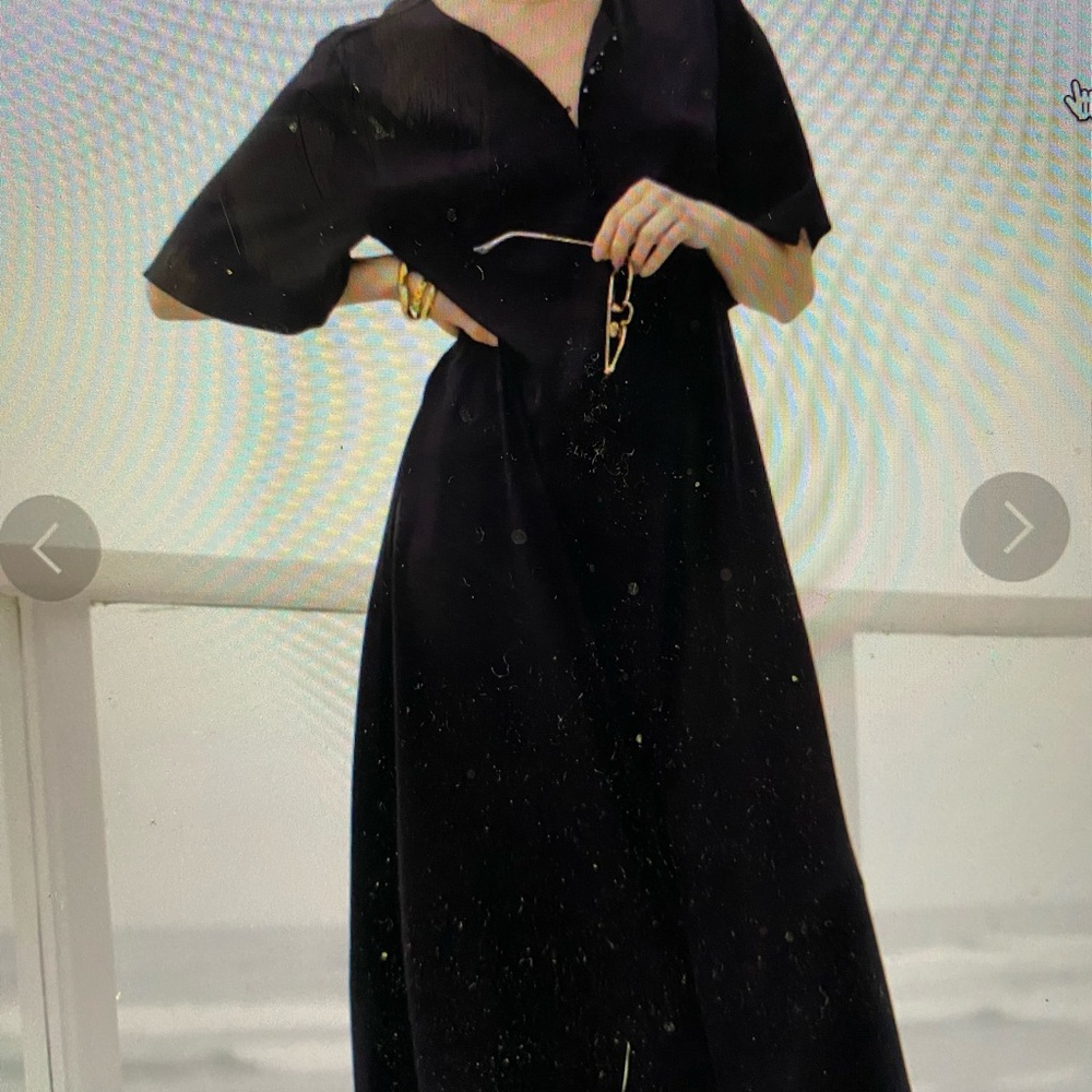 AYR, The Social Light Midi Caftan Dress, Black, Large NWT